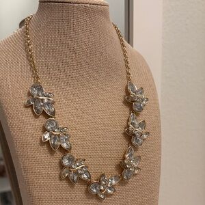J. Crew Gold and Silver Floral gemstone Necklace